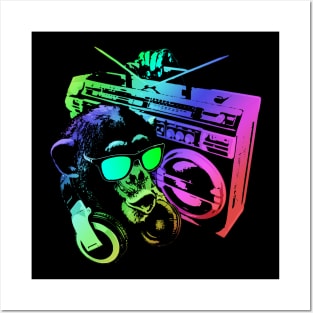 Neon Monkey Boombox Posters and Art